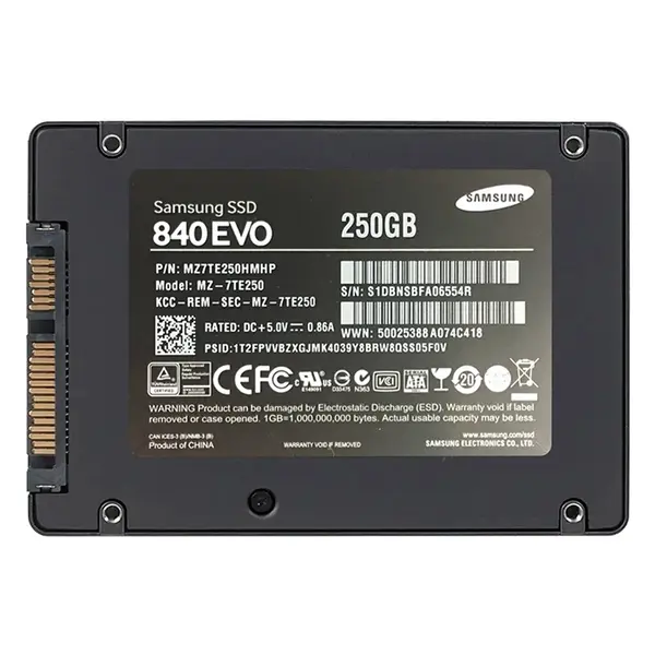 MZ-7TE250B/IT Samsung 840 EVO Series 250GB 2.5-inch 6GB/s SATA 512MB Cache V-NAND 3bit MLC Solid State Drive