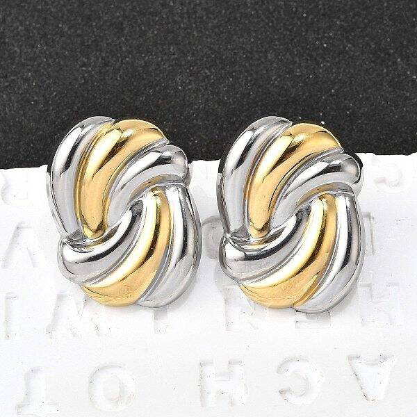 knot 304 Stainless Steel Two Tone Stud Earrings