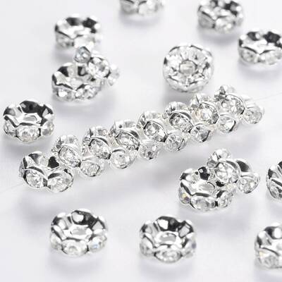 Brass Rhinestone Spacer Beads