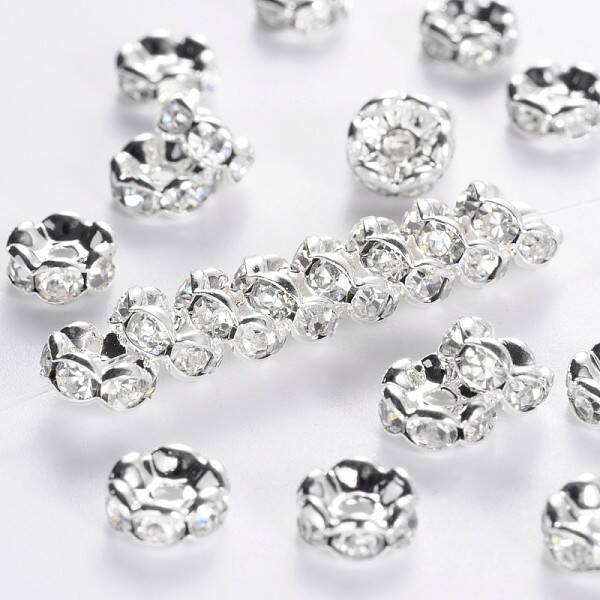 Brass Rhinestone Spacer Beads