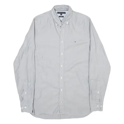 TOMMY HILFIGER Slim Fit Mens Shirt Grey Spotted Long Sleeve S