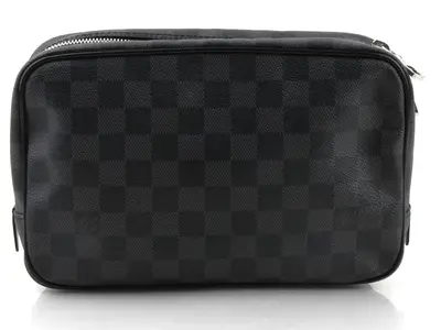 Pre-owned Louis Vuitton Coated Canvas Toiletry Bags Damier Graphite Toiletry Bag
