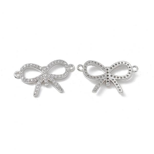 Brass Micro Pave Clear Cubic Zirconia Connector Charms
