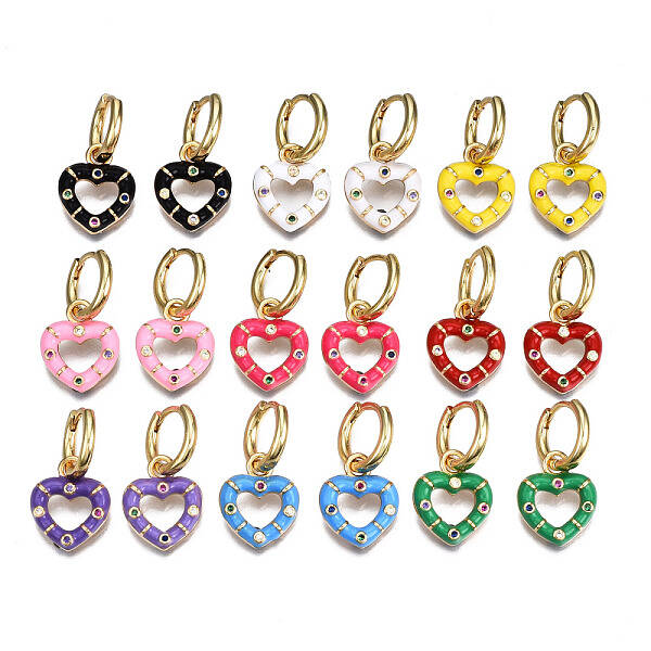 Brass Micro Pave Cubic Zirconia Huggie Hoop Earrings
