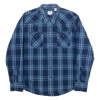 LEVI'S Mens Shirt Blue Check Long Sleeve XL