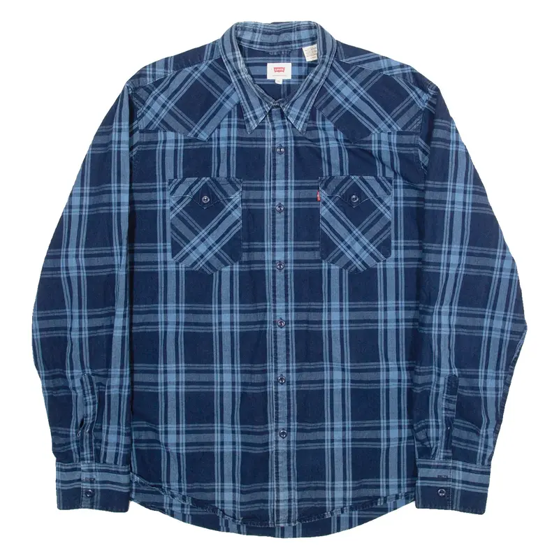 LEVI'S Mens Shirt Blue Check Long Sleeve XL