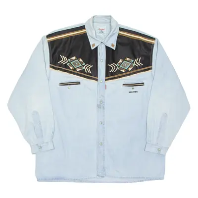 SHOOTERS Mens Denim Shirt Blue Long Sleeve S
