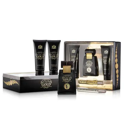 Set Nuovo Marchio: Gold Eau De Toilette Per Uomo 100 ml + Gold Eau De Toilette Per Uomo 15 ml + Gold Detergente Gel Doccia Pe...