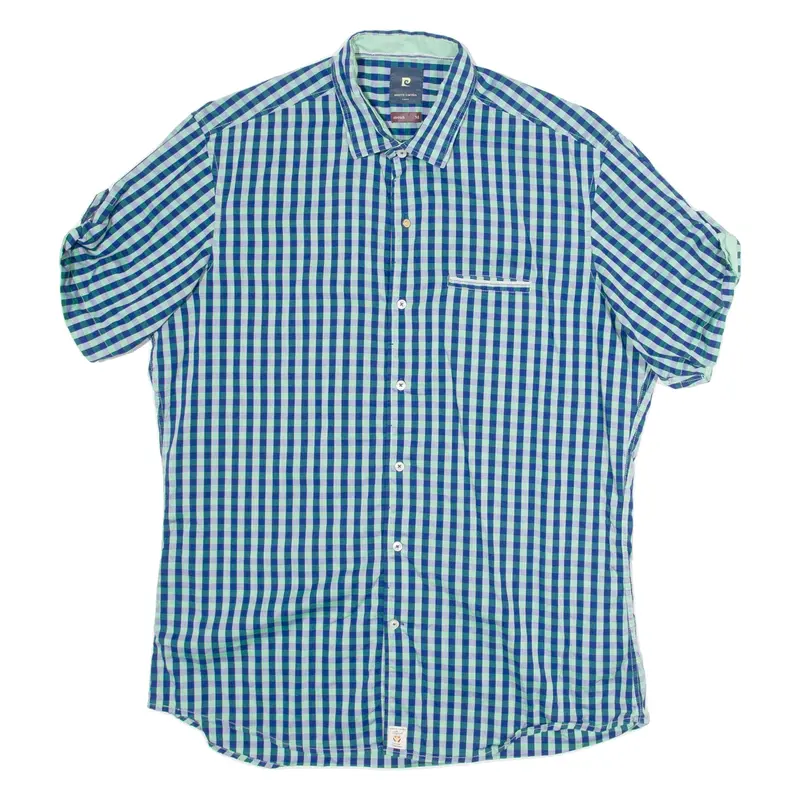 PIERRE CARDIN Mens Shirt Blue Check M