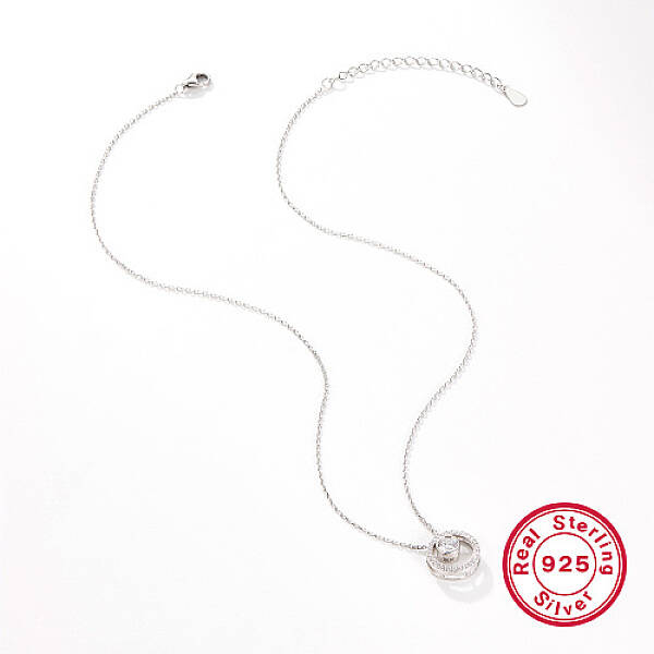 Rhodium Plated 925 Sterling Silver Ring Pendant Necklaces