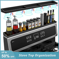 30 inch Silicone Stove Top Shelf Magnetic Kitchen Gadget Rack for Spice Organizer - Heat-Resistant & Space-Saving Organizatio...