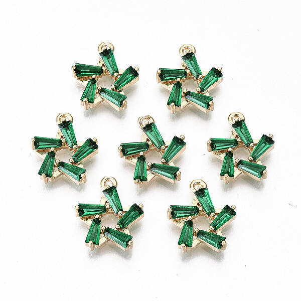 Brass Micro Pave Cubic Zirconia Charms