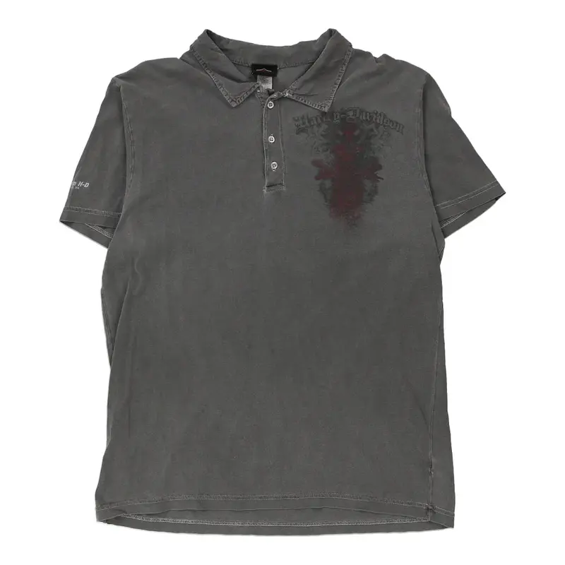 Harley Davidson Polo Shirt - XL Grey Cotton