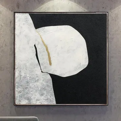 Black and White Painting Abstract Minimalist Wall Art Monochrome Painting Original Textured Painting On Canvas Modern Wall Ar...