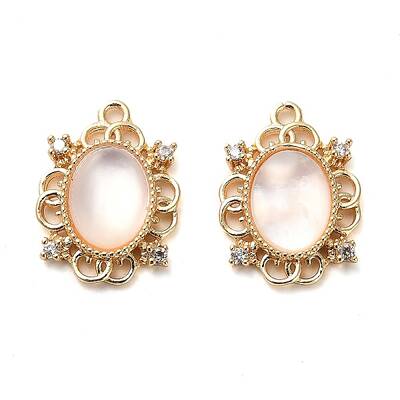 Brass Micro Pave Cubic Zirconia Charms