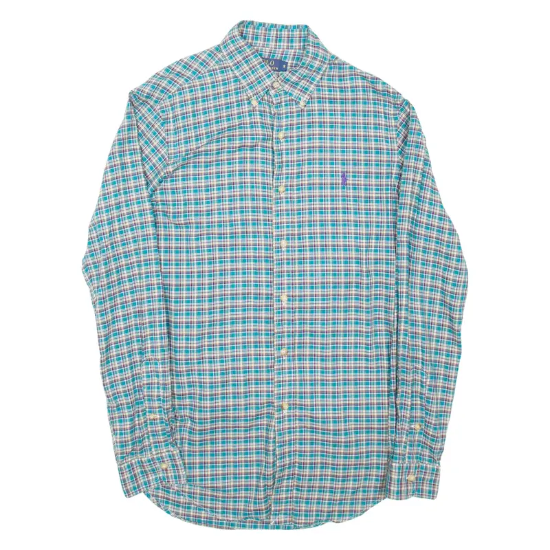POLO RALPH LAUREN Mens Shirt Blue Check Long Sleeve S