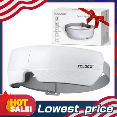 TOLOCO Eye Massager with Heat and Bluetooth Music – Perfect Gift for Relaxation, Migraine Relief, Eye Strain Reduction, and...