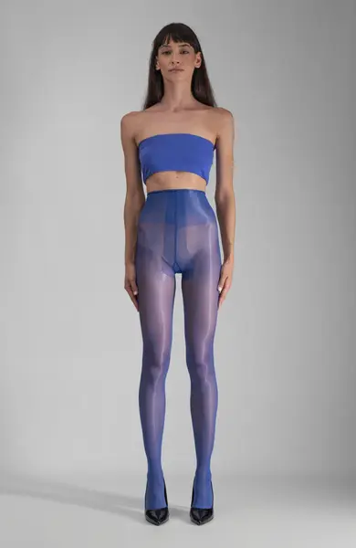 LECHERY® LUSTROUS SILKY SHINY 20 DENIER SHEER PANTYHOSE TIGHTS • BLUE | Size: L/XL | Color: Blue