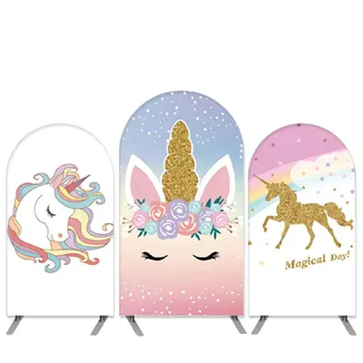 Aperturee Unicorn Theme Glitter Happy Birthday Arch Backdrop Kit | Custom Arched Wall Covers | Chiara Arch Backdrop Diy | Diy...