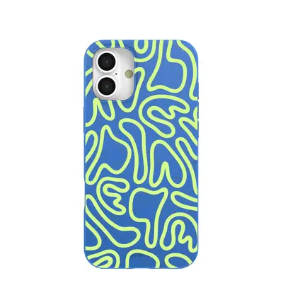 Electric Blue Dizzy Dreams iPhone 16 Plus Case