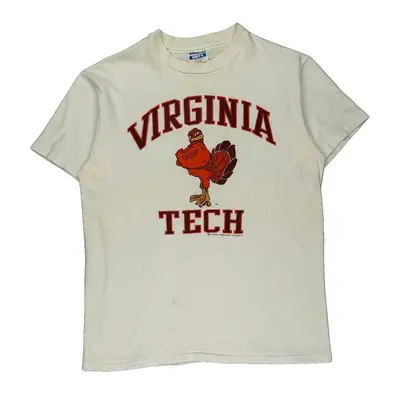 Virginia Tech Hanes College T-Shirt - Large Cream Cotton