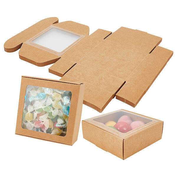 Square Foldable Creative Kraft Paper Box