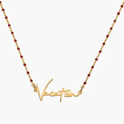 Sterling Silver with Gold Plated Garnet Personalized Engraving Pendant Necklace
