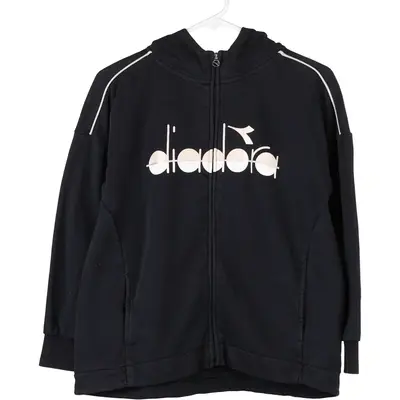 Age 13-14 Diadora Spellout Hoodie - XL Black Cotton Blend