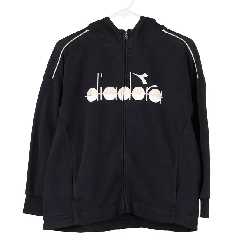 Age 13-14 Diadora Spellout Hoodie - XL Black Cotton Blend
