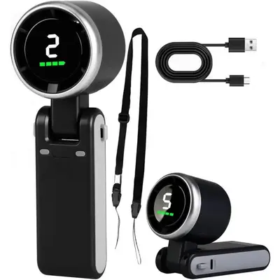Portable Handheld Turbo Fan, 5 Gear Wind,4000mAh Battery Operated, Up to 10 Working Hours, 3 IN 1 Hand Fan Rechargeable with ...