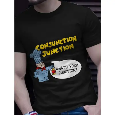 Men's Schoolhouse Rock Conjunction Junction Graphic T-Shirt -  100% Cotton T-Shirt - Versatile for Casual, Sports, Festive, A...