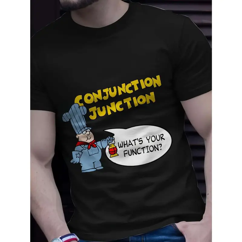 Men's Schoolhouse Rock Conjunction Junction Graphic T-Shirt -  100% Cotton T-Shirt - Versatile for Casual, Sports, Festive, A...
