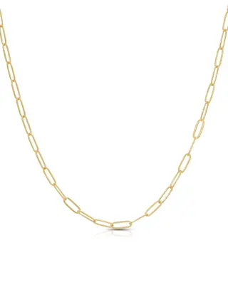 Small Flat Link Necklace | Metal Color: Gold