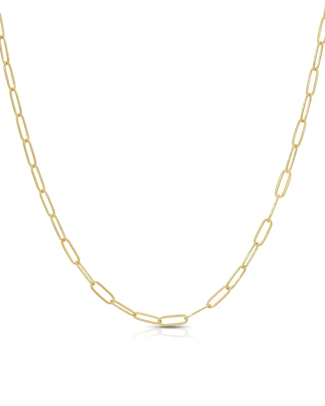 Small Flat Link Necklace | Metal Color: Gold