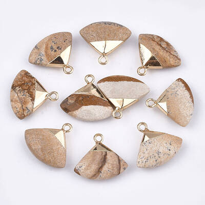 Electroplate Natural Picture Jasper Pendants