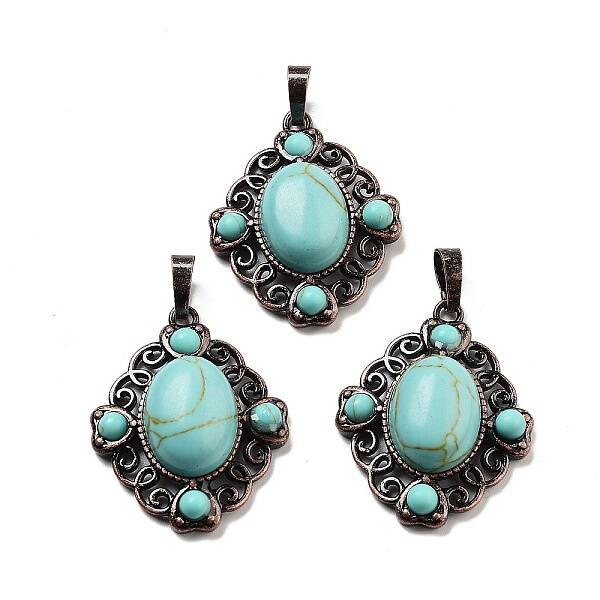 Synthetic Turquoise Rhombus Pendants