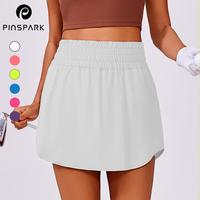 PINSPARK Golf Skirts for Women High Elastic Waisted Athletic Skort 2 Pockets Curved Hem Tennis Skirt for Pickleball Workout s...