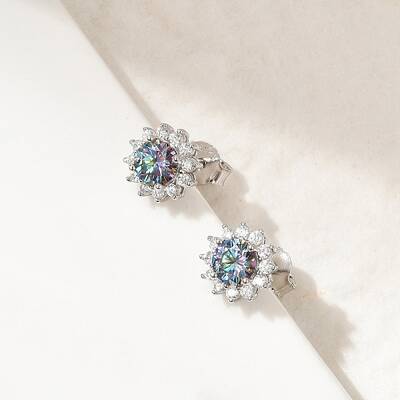 925 Sterling Silver Micro Pave Clear Cubic Zirconia Stud Earrings