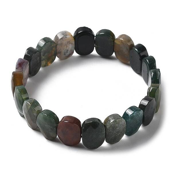 Natural Indian Agate Beaded Stretch Bracelet