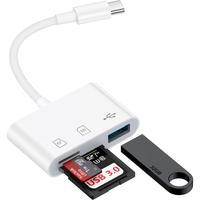 USB C to USB Camera Adapter,SD Card Reader for  16e 16 15,3 in 1 Memory Card Adapter with Dual Card Slots & USB Port for  Gal...