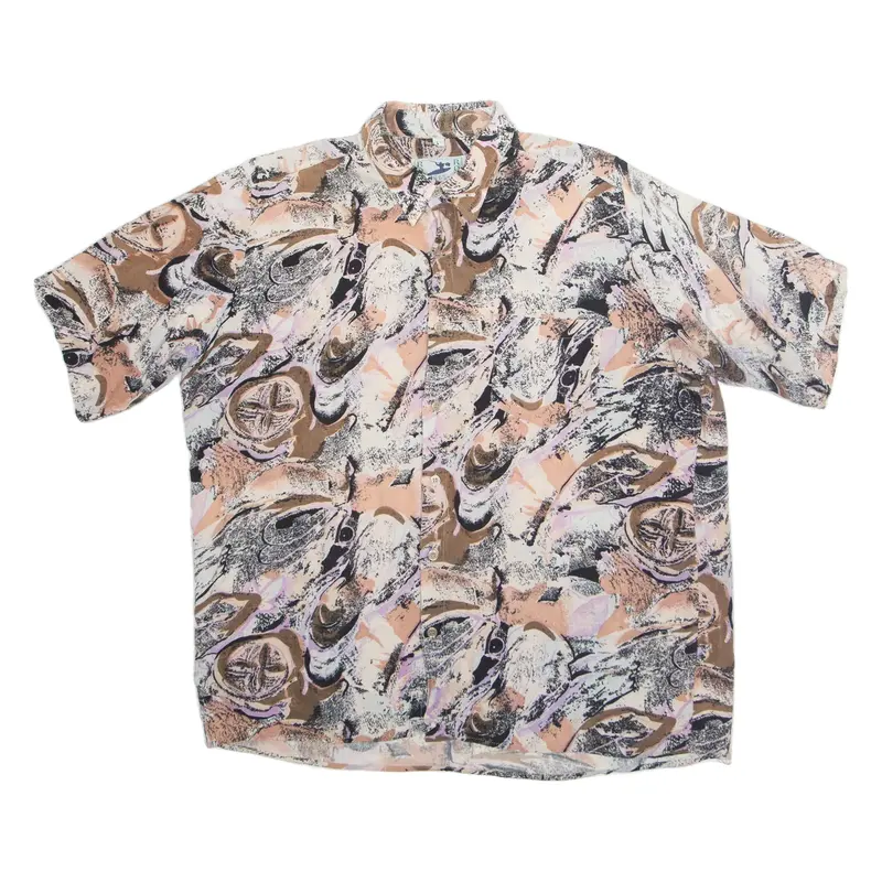 ROB ROY Mens Shirt Pink Viscose Crazy Pattern L