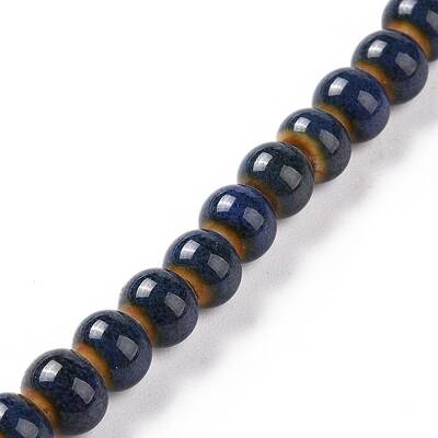 Handmade Fancy Antique Glazed Porcelain Ceramic Round Beads Strands