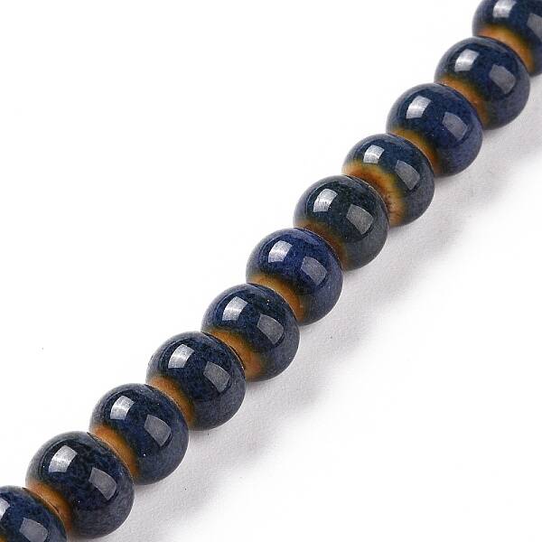 Handmade Fancy Antique Glazed Porcelain Ceramic Round Beads Strands