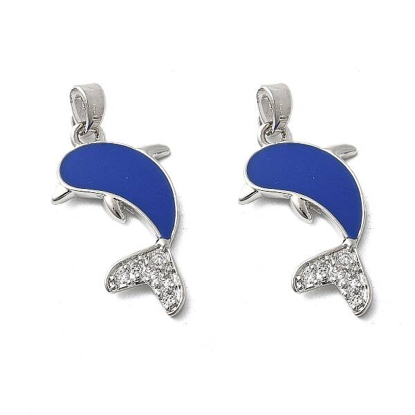 Brass Micro Pave Cubic Zirconia with Enamel Pendants