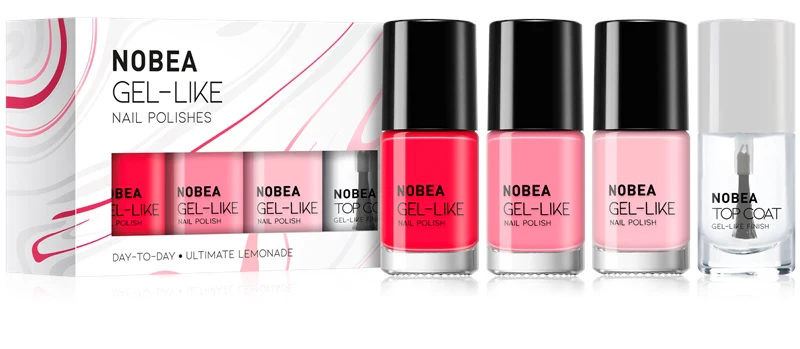 NOBEA Day-to-Day Deep Dream Ultimate Lemonade Nail Polish Set Pink Red