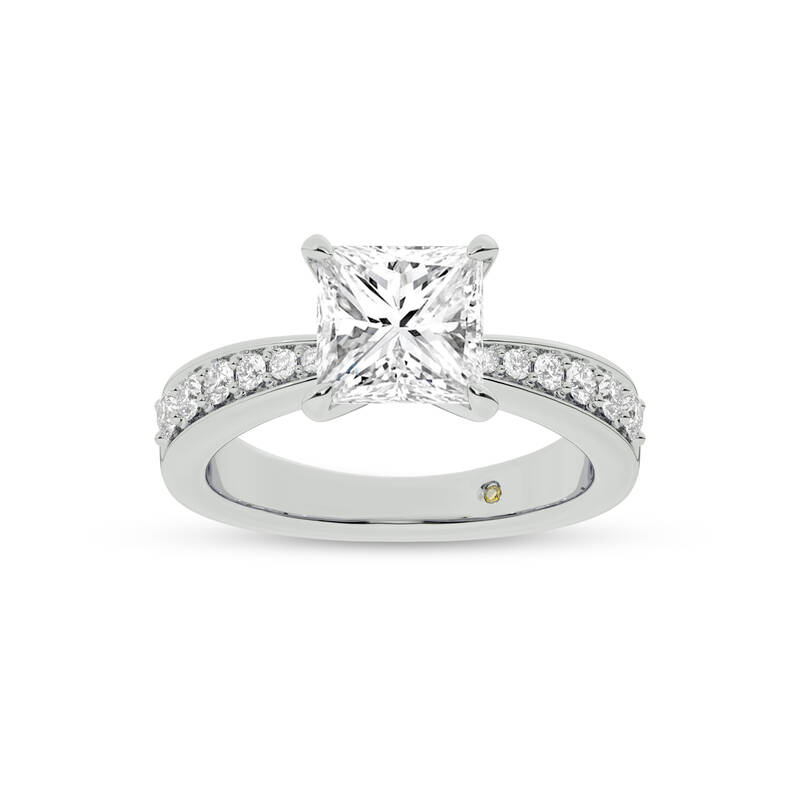 Rome Classic Pavé Set Princess Cut Lab Grown Diamond Engagement Ring | 10K White Gold 2 1/3 CT. TW.