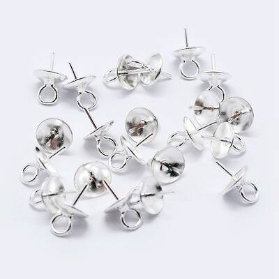 925 Sterling Silver Cup Pearl Bail Pin Pendants