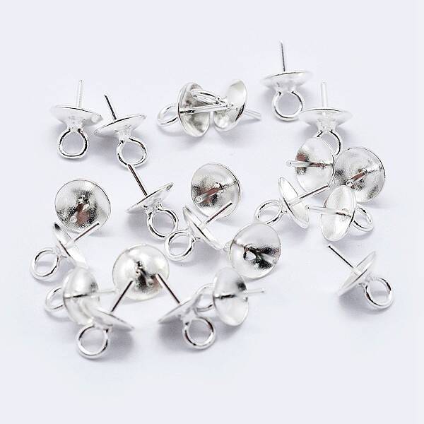 925 Sterling Silver Cup Pearl Bail Pin Pendants