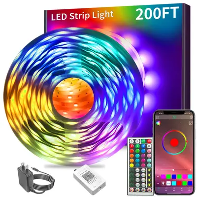 200ft 100ft 50ft RGB Led Strip Lights Music Sync Color Changing Bluetooth Led Lights with Smart App Control Remote Led Lights...