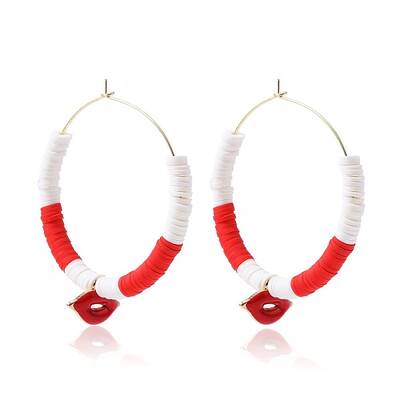Bohemia Style Colorful Clay Beads Hoop Earrings